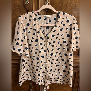 Chic Beige Polka Dot Blouse